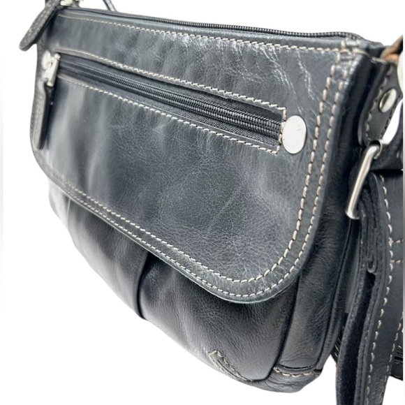 FOSSIL CROSSTOWN GREY LEATHER ORGANIZER CROSSBODY PURSE - Picture 4 of 15